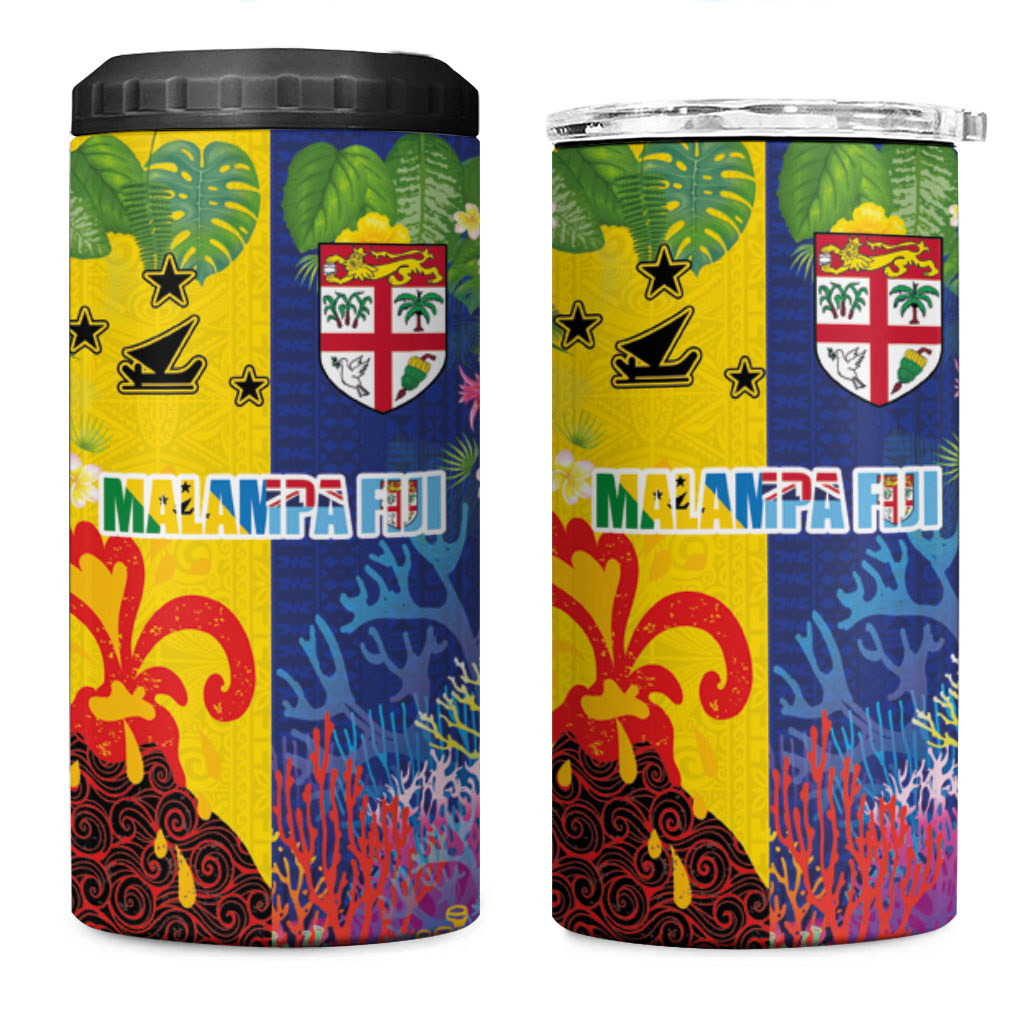 Malampa Fiji Day 4 in 1 Can Cooler Tumbler Volcano and Coral Reef with Culture Patterns Split Style LT03 One Size: 16 oz Multicolor - Polynesian Pride