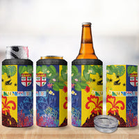 Malampa Fiji Day 4 in 1 Can Cooler Tumbler Volcano and Coral Reef with Culture Patterns Split Style LT03 - Polynesian Pride