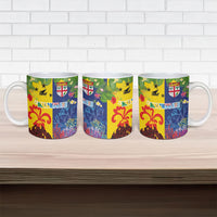 Malampa Fiji Day Ceramic Mug Volcano and Coral Reef with Culture Patterns Split Style LT03 - Polynesian Pride