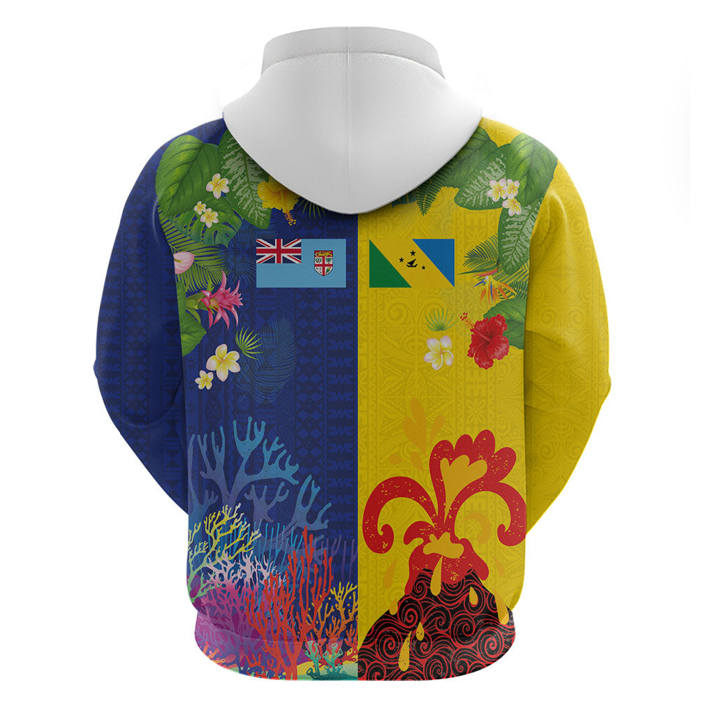 Malampa Fiji Day Hoodie Volcano and Coral Reef with Culture Patterns Split Style LT03 - Polynesian Pride
