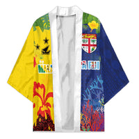 Malampa Fiji Day Kimono Volcano and Coral Reef with Culture Patterns Split Style LT03 Unisex Multicolor - Polynesian Pride