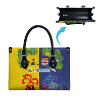 Malampa Fiji Day Leather Bag Volcano and Coral Reef with Culture Patterns Split Style LT03 - Polynesian Pride