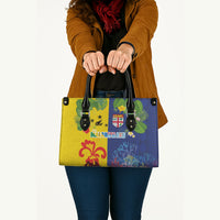 Malampa Fiji Day Leather Bag Volcano and Coral Reef with Culture Patterns Split Style LT03 - Polynesian Pride
