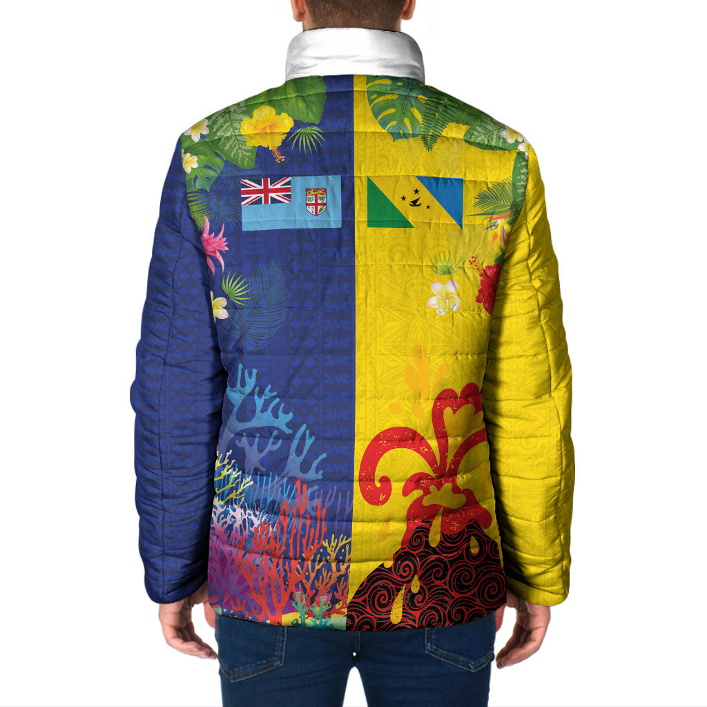 Malampa Fiji Day Padded Jacket Volcano and Coral Reef with Culture Patterns Split Style LT03 - Polynesian Pride