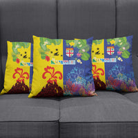 Malampa Fiji Day Pillow Cover Volcano and Coral Reef with Culture Patterns Split Style LT03 - Polynesian Pride