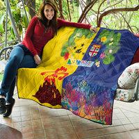 Malampa Fiji Day Quilt Volcano and Coral Reef with Culture Patterns Split Style LT03 - Polynesian Pride