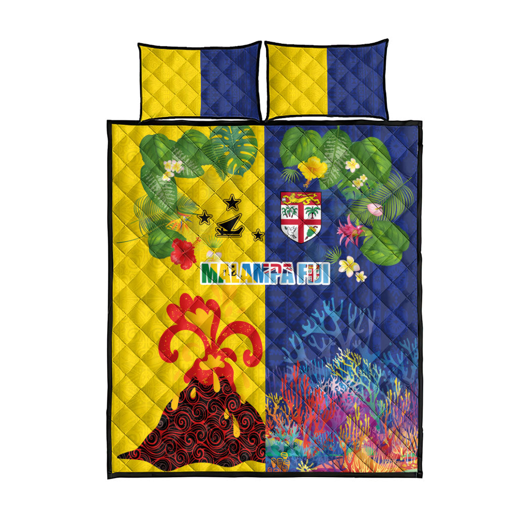 Malampa Fiji Day Quilt Bed Set Volcano and Coral Reef with Culture Patterns Split Style LT03 - Polynesian Pride
