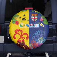 Malampa Fiji Day Spare Tire Cover Volcano and Coral Reef with Culture Patterns Split Style LT03 No hole Multicolor - Polynesian Pride
