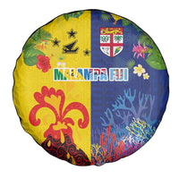 Malampa Fiji Day Spare Tire Cover Volcano and Coral Reef with Culture Patterns Split Style LT03 - Polynesian Pride