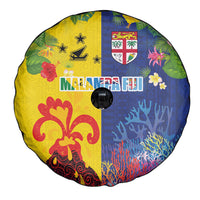 Malampa Fiji Day Spare Tire Cover Volcano and Coral Reef with Culture Patterns Split Style LT03 - Polynesian Pride
