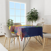 Malampa Fiji Day Tablecloth Volcano and Coral Reef with Culture Patterns Split Style LT03 - Polynesian Pride