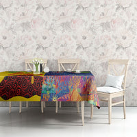Malampa Fiji Day Tablecloth Volcano and Coral Reef with Culture Patterns Split Style LT03 - Polynesian Pride