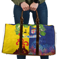 Malampa Fiji Day Travel Bag Volcano and Coral Reef with Culture Patterns Split Style LT03 Multicolor - Polynesian Pride