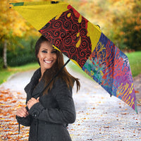 Malampa Fiji Day Umbrella Volcano and Coral Reef with Culture Patterns Split Style LT03 - Polynesian Pride