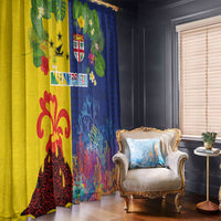 Malampa Fiji Day Window Curtain Volcano and Coral Reef with Culture Patterns Split Style LT03 - Polynesian Pride