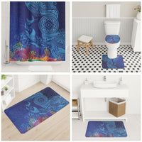 Fijian Tribal Manta Ray Bathroom Set Masi Motif with Coral Reef Ocean Vibe LT03 - Polynesian Pride