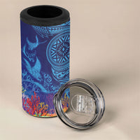 Fijian Tribal Manta Ray 4 in 1 Can Cooler Tumbler Masi Motif with Coral Reef Ocean Vibe LT03 - Polynesian Pride