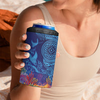 Fijian Tribal Manta Ray 4 in 1 Can Cooler Tumbler Masi Motif with Coral Reef Ocean Vibe LT03 - Polynesian Pride