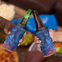 Fijian Tribal Manta Ray 4 in 1 Can Cooler Tumbler Masi Motif with Coral Reef Ocean Vibe LT03 - Polynesian Pride