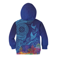 Fijian Tribal Manta Ray Kid Hoodie Masi Motif with Coral Reef Ocean Vibe LT03 - Polynesian Pride