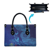 Fijian Tribal Manta Ray Leather Bag Masi Motif with Coral Reef Ocean Vibe LT03 - Polynesian Pride