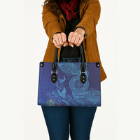Fijian Tribal Manta Ray Leather Bag Masi Motif with Coral Reef Ocean Vibe LT03 - Polynesian Pride