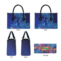 Fijian Tribal Manta Ray Leather Bag Masi Motif with Coral Reef Ocean Vibe LT03 - Polynesian Pride