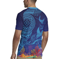 Fijian Tribal Manta Ray Rugby Jersey Masi Motif with Coral Reef Ocean Vibe LT03 - Polynesian Pride