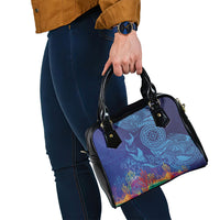 Fijian Tribal Manta Ray Shoulder Handbag Masi Motif with Coral Reef Ocean Vibe LT03 - Polynesian Pride