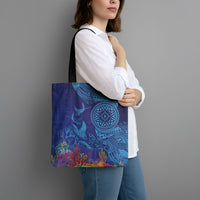 Fijian Tribal Manta Ray Tote Bag Masi Motif with Coral Reef Ocean Vibe LT03 - Polynesian Pride