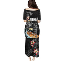 Hawaiian Halloween Skeleton Surfing Family Matching Puletasi and Hawaiian Shirt Polynesian Tribal Tattoo and Hawaiian Pattern LT03 - Polynesian Pride