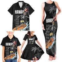 Hawaiian Halloween Skeleton Surfing Family Matching Tank Maxi Dress and Hawaiian Shirt Polynesian Tribal Tattoo and Hawaiian Pattern LT03 - Polynesian Pride