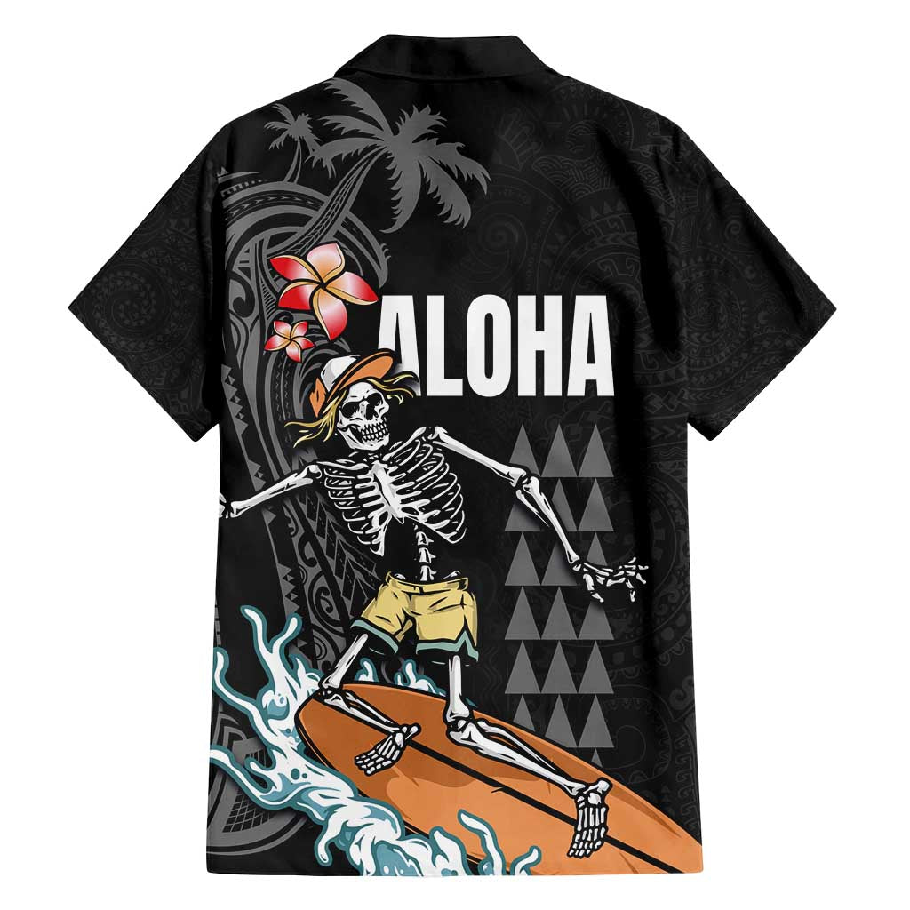 Hawaiian Halloween Skeleton Surfing Family Matching Tank Maxi Dress and Hawaiian Shirt Polynesian Tribal Tattoo and Hawaiian Pattern LT03 - Polynesian Pride