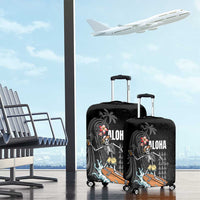 Hawaiian Halloween Skeleton Surfing Luggage Cover Polynesian Tribal Tattoo and Hawaiian Pattern