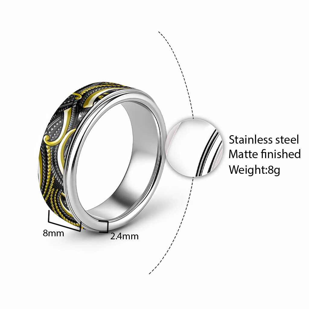 Traditional Samoan Tattoo Art Yellow Color Classic Ring - Polynesian Pride