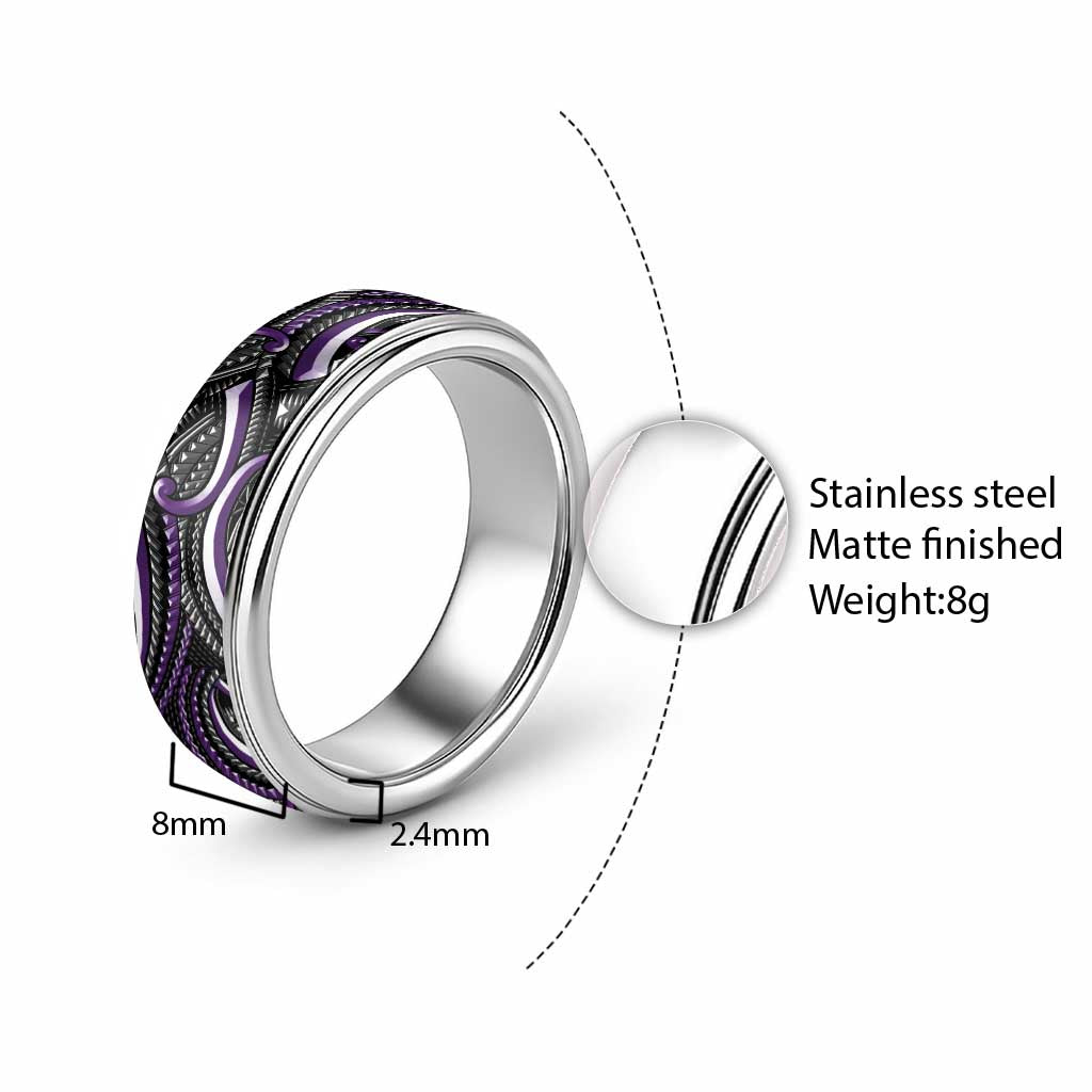 Traditional Samoan Tattoo Art Purple Color Classic Ring - Polynesian Pride