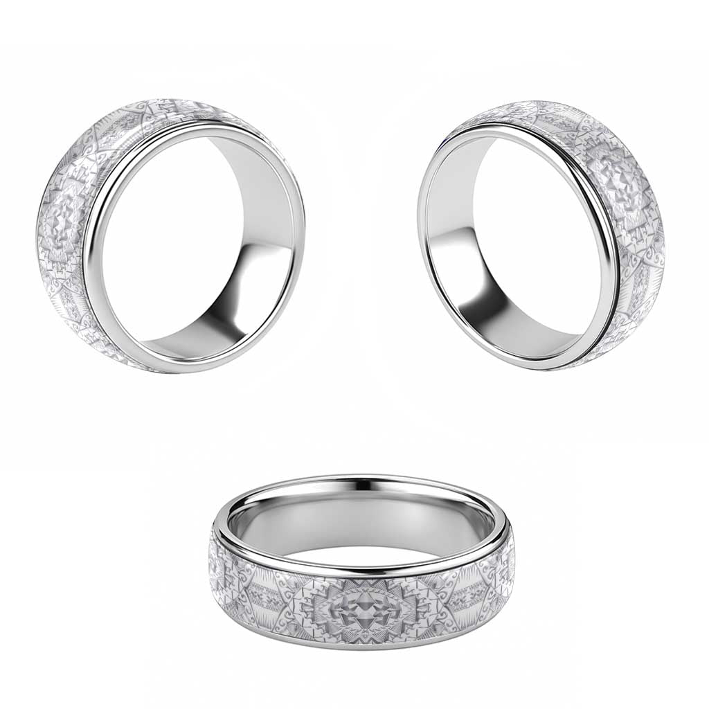 Traditional Samoa Maori Ornament Style White Art Classic Ring LT03 - Polynesian Pride