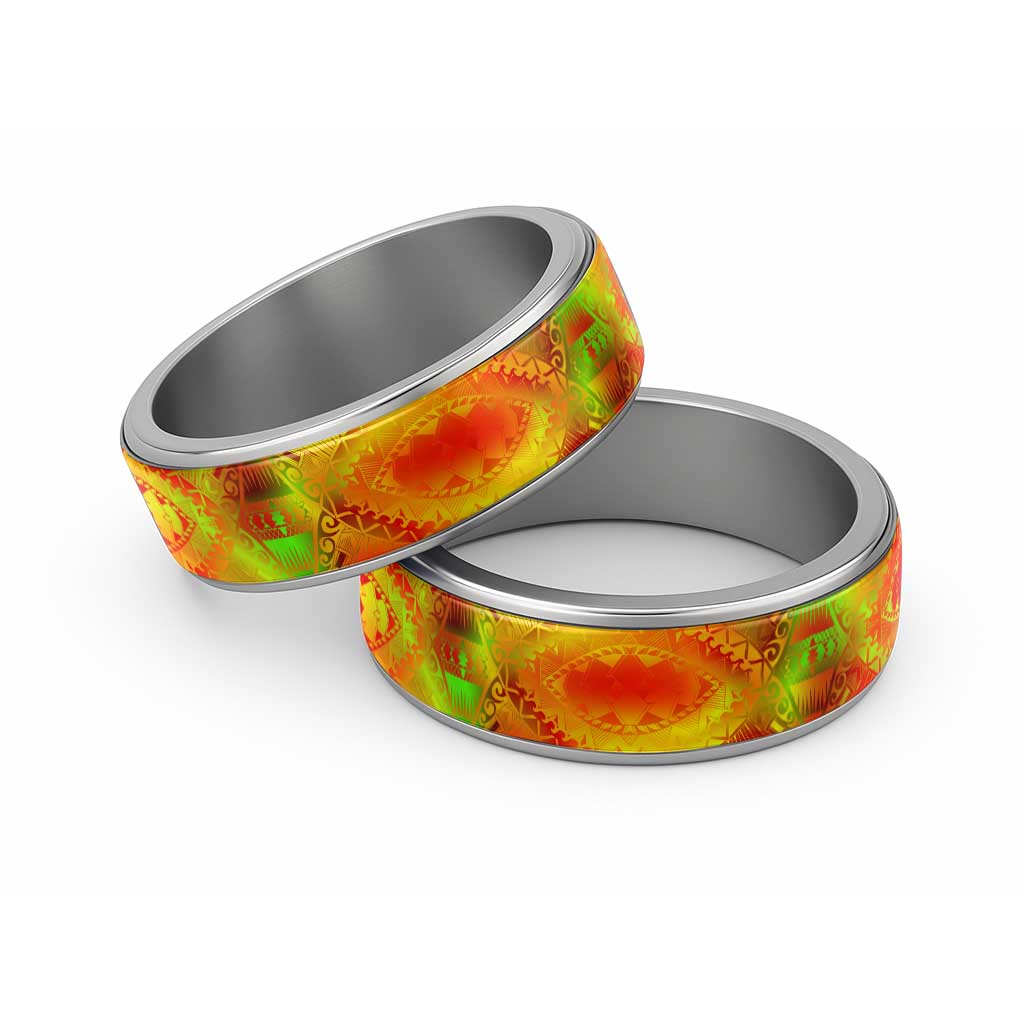Traditional Samoa Maori Ornament Style Reggae Color Classic Ring LT03 Sliver Red - Polynesian Pride