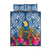 Hawaii Lanai Island Quilt Bed Set Hibiscus Turle and Map with Polynesian Spiral LT03 Blue - Polynesian Pride
