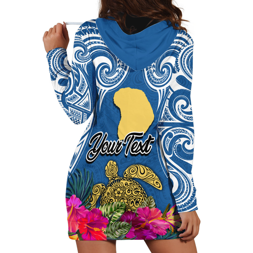 Custom Hawaii Lanai Island Hoodie Dress Hibiscus Turle and Map with Polynesian Spiral LT03 - Polynesian Pride
