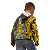 Hawaii Lanai Island Kid Hoodie Hawaiian Warrior and Kakau Symbols Abstract Tattoo LT03 - Polynesian Pride