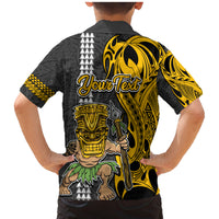 Custom Hawaii Lanai Island Family Matching Mermaid Dress and Hawaiian Shirt Hawaiian Warrior and Kakau Symbols Abstract Tattoo LT03 - Polynesian Pride