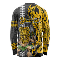 Custom Hawaii Lanai Island Long Sleeve Shirt Hawaiian Warrior and Kakau Symbols Abstract Tattoo LT03 - Polynesian Pride