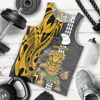 Custom Hawaii Lanai Island Men Tank Top Hawaiian Warrior and Kakau Symbols Abstract Tattoo LT03 Yellow - Polynesian Pride