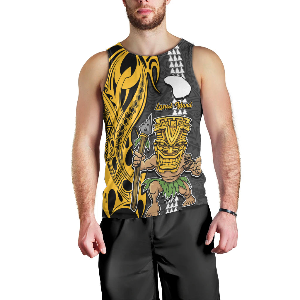 Custom Hawaii Lanai Island Men Tank Top Hawaiian Warrior and Kakau Symbols Abstract Tattoo LT03 - Polynesian Pride
