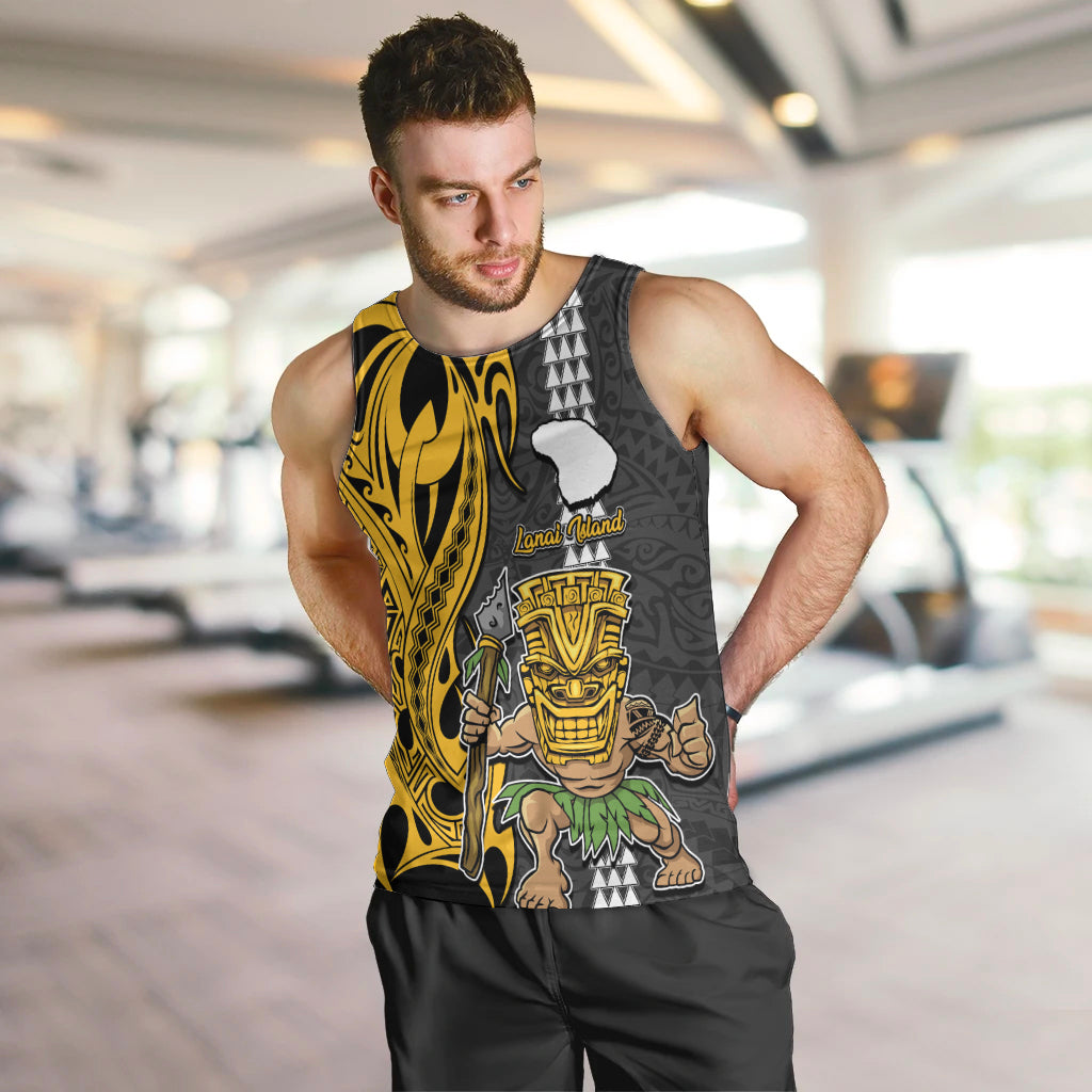 Custom Hawaii Lanai Island Men Tank Top Hawaiian Warrior and Kakau Symbols Abstract Tattoo LT03 - Polynesian Pride