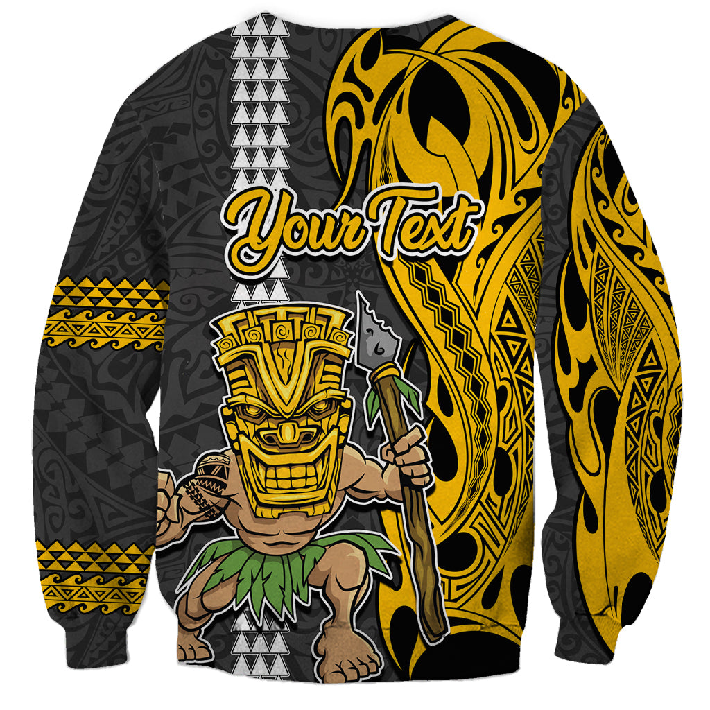 Custom Hawaii Lanai Island Sweatshirt Hawaiian Warrior and Kakau Symbols Abstract Tattoo LT03 - Polynesian Pride
