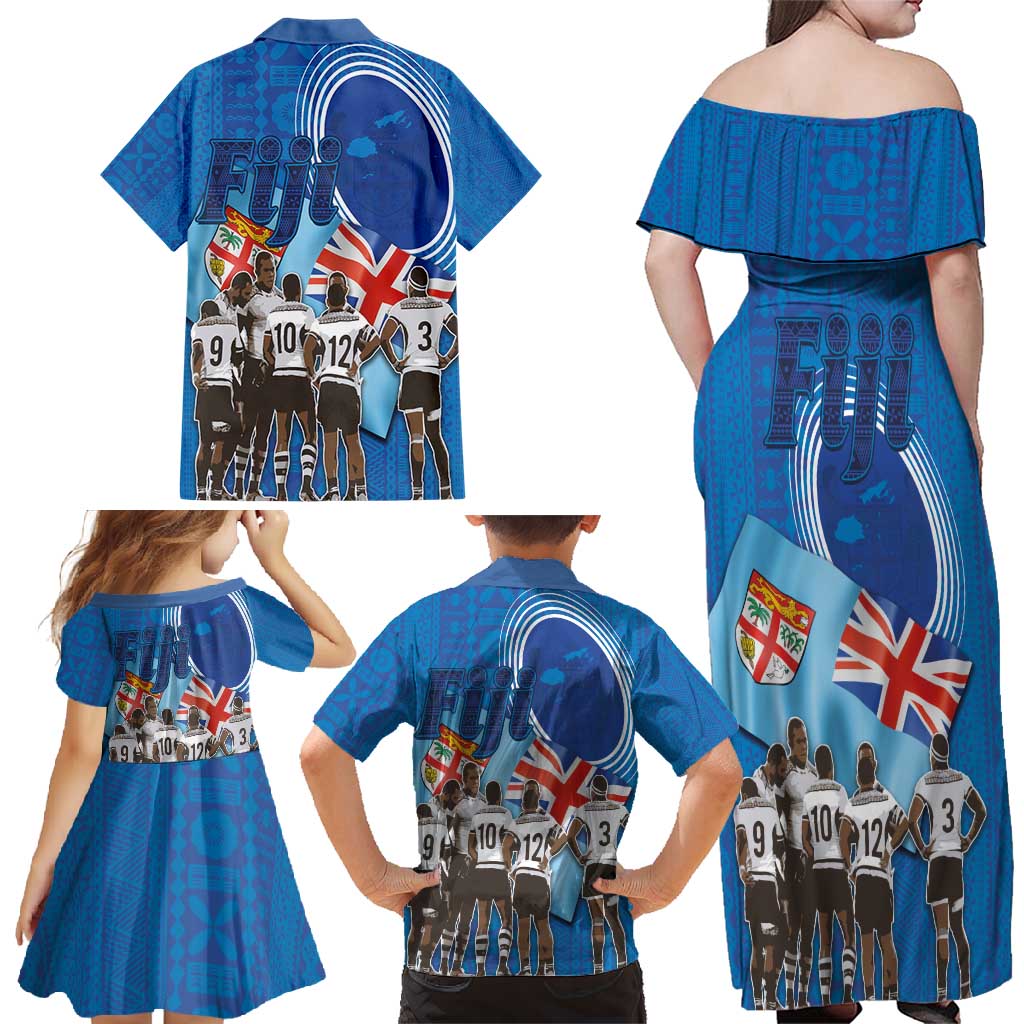 Fiji Rugby Sevens Family Matching Off Shoulder Maxi Dress and Hawaiian Shirt Commemorate Gold Medal - Rio de Janeiro 2016 LT03 - Polynesian Pride