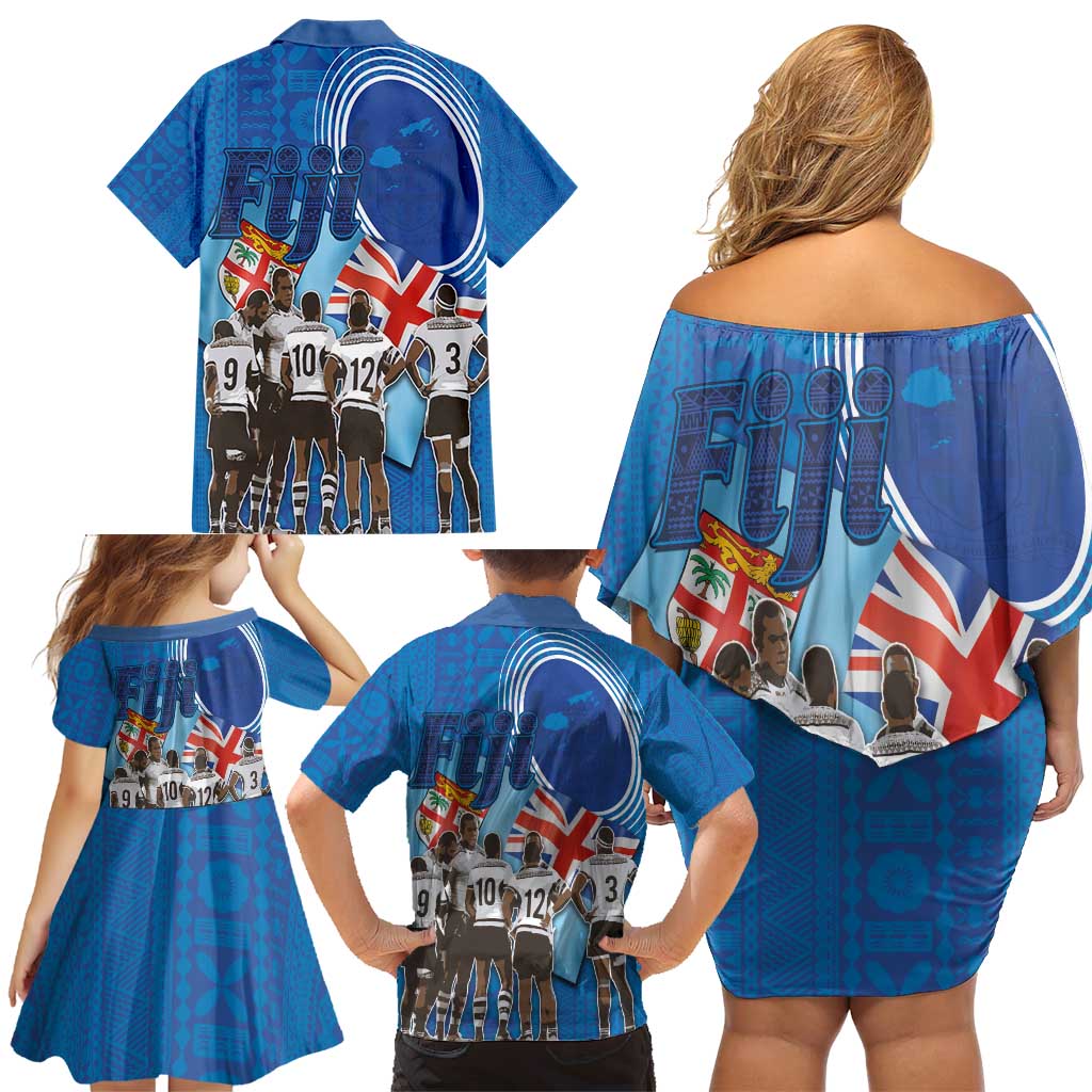 Fiji Rugby Sevens Family Matching Off Shoulder Short Dress and Hawaiian Shirt Commemorate Gold Medal - Rio de Janeiro 2016 LT03 - Polynesian Pride