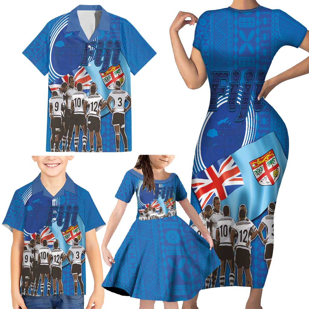Fiji Rugby Sevens Family Matching Short Sleeve Bodycon Dress and Hawaiian Shirt Commemorate Gold Medal - Rio de Janeiro 2016 LT03 - Polynesian Pride